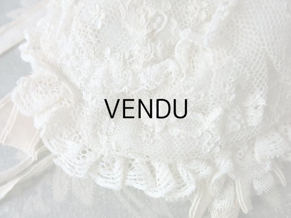 画像9: アンティーク ドール用 アランソンレースのボネ 【ポワン・ダランソン（アランソン）】　【POINT D'ALENCON】 (9)