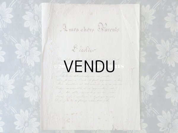画像2: 1876年 アンティーク 子供（小学生)のカリグラフィー 両親に宛てた手紙 (2)