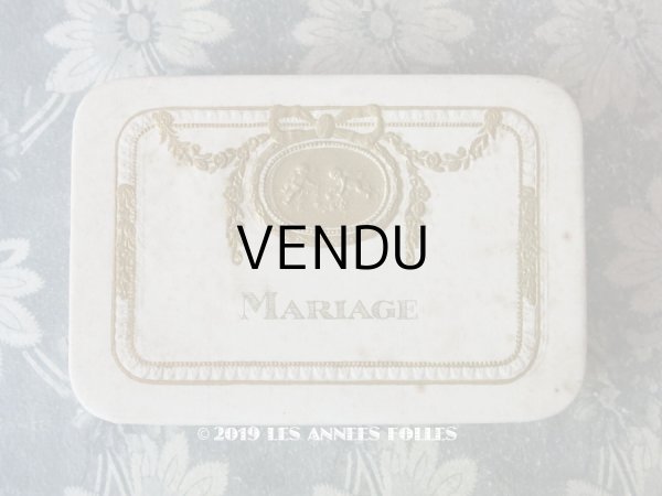 画像1: アンティーク 結婚式のドラジェのお菓子箱 天使＆薔薇とリボンのガーランド MARIAGE (1)