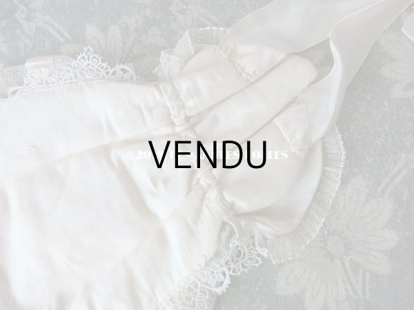 画像7: アンティーク  オモニエール　チュールレースのフリル & 淡いピンクのシルクサテンリボン (7)