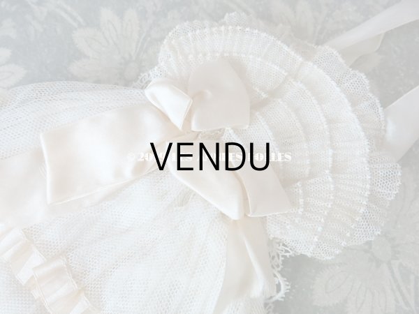 画像3: アンティーク  オモニエール　チュールレースのフリル & 淡いピンクのシルクサテンリボン (3)