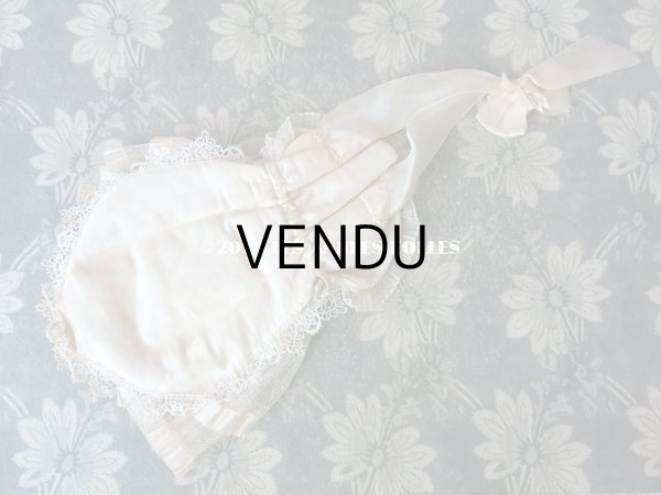 画像5: アンティーク  オモニエール　チュールレースのフリル & 淡いピンクのシルクサテンリボン (5)