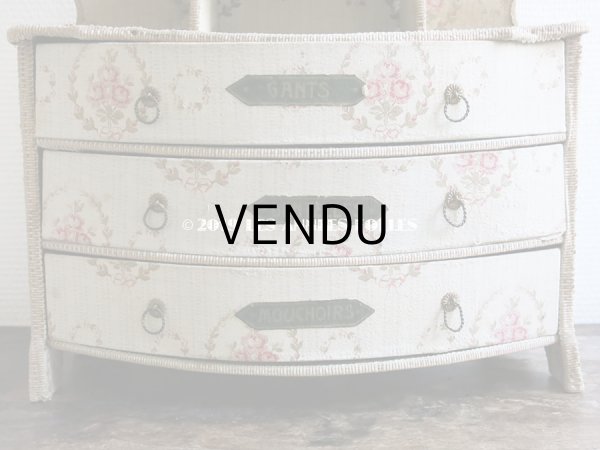 画像10: 【セール対象外】1910年代 アンティーク カルトナージュチェスト  薔薇のブーケのメダイヨン  ミラー付 (10)