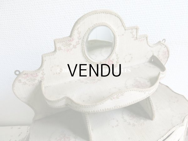 画像7: 【セール対象外】1910年代 アンティーク カルトナージュチェスト  薔薇のブーケのメダイヨン  ミラー付 (7)