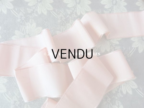 画像4: アンティーク シルク製 ピコットリボン ピンク サテン縁取り 180cm (4)