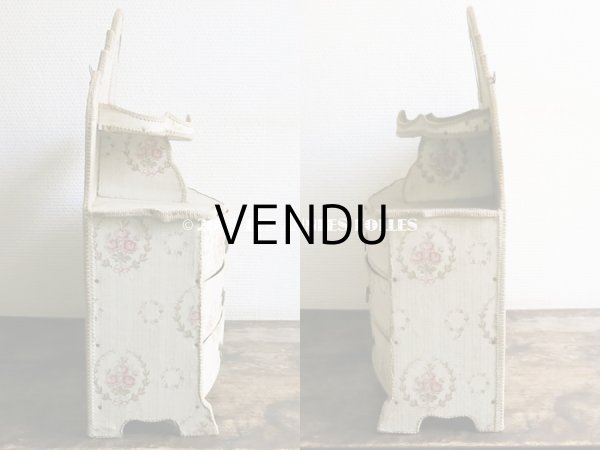 画像6: 【セール対象外】1910年代 アンティーク カルトナージュチェスト  薔薇のブーケのメダイヨン  ミラー付 (6)