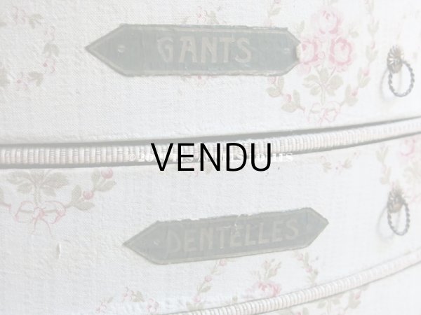 画像11: 【セール対象外】1910年代 アンティーク カルトナージュチェスト  薔薇のブーケのメダイヨン  ミラー付 (11)