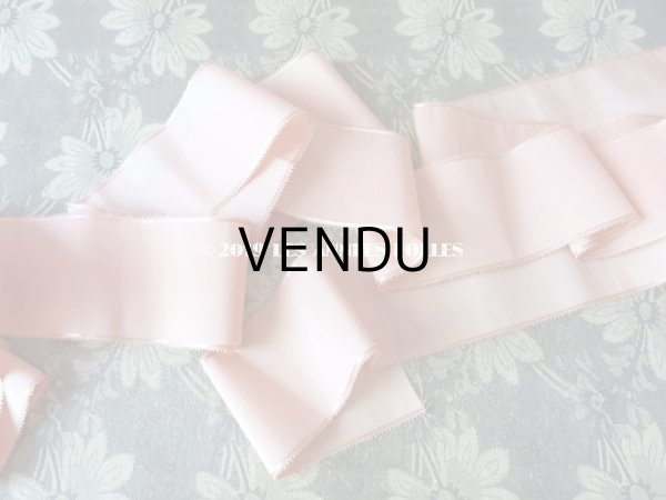 画像5: アンティーク シルク製 ピコットリボン ピンク サテン縁取り 180cm (5)