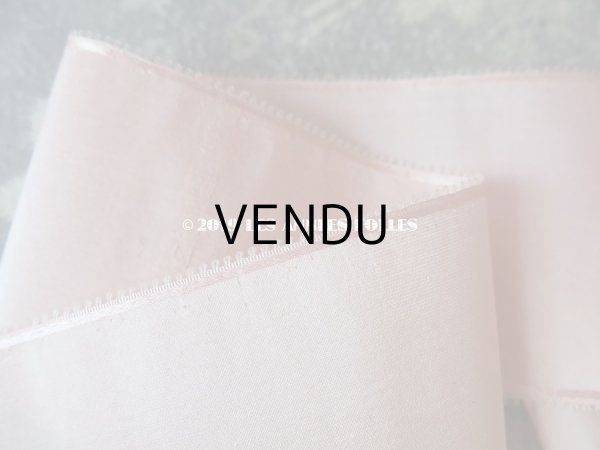 画像3: アンティーク シルク製 ピコットリボン ピンク サテン縁取り 180cm (3)