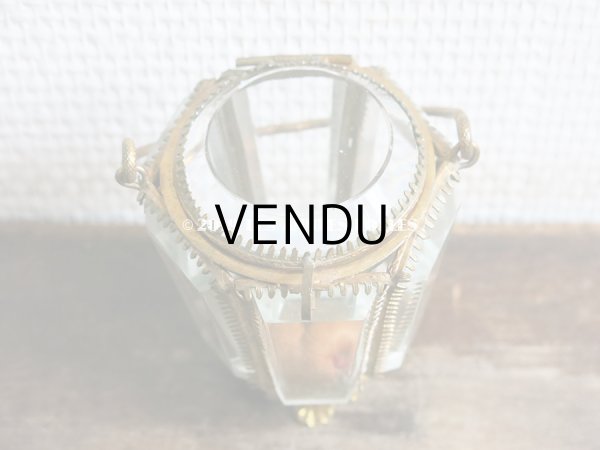 画像6: 19世紀末 アンティーク パニエ型 6角形のジュエリーボックス スモーキーオレンジのシルク製クッション (6)