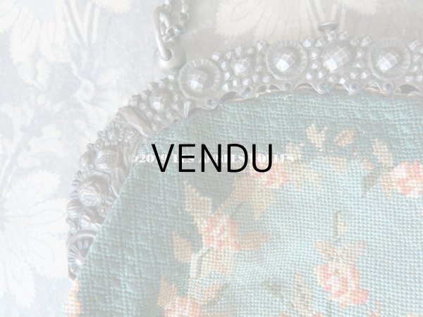 画像4: 19世紀末 アンティーク  オモニエール 薔薇模様 ニードルポイント  プチポワン (4)