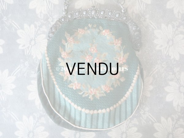 画像3: 19世紀末 アンティーク  オモニエール 薔薇模様 ニードルポイント  プチポワン (3)