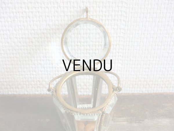 画像8: 19世紀末 アンティーク パニエ型 6角形のジュエリーボックス スモーキーオレンジのシルク製クッション (8)