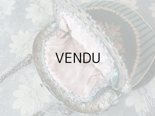 画像13: 19世紀末 アンティーク  オモニエール 薔薇模様 ニードルポイント  プチポワン (13)