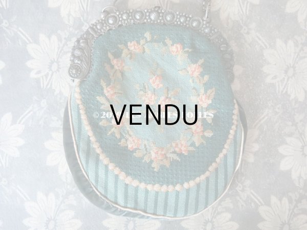 画像7: 19世紀末 アンティーク  オモニエール 薔薇模様 ニードルポイント  プチポワン (7)