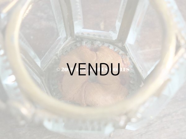 画像9: 19世紀末 アンティーク パニエ型 6角形のジュエリーボックス スモーキーオレンジのシルク製クッション (9)