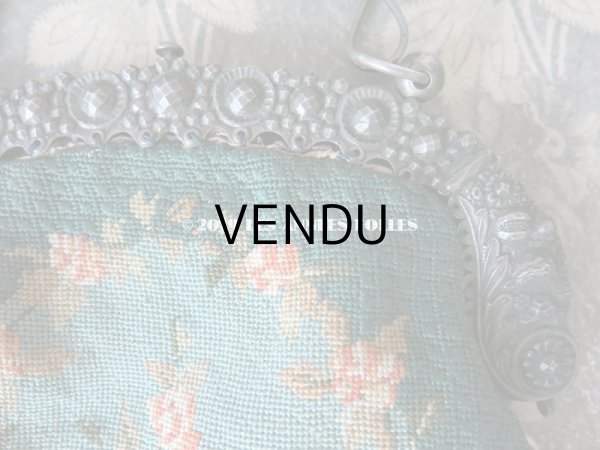 画像5: 19世紀末 アンティーク  オモニエール 薔薇模様 ニードルポイント  プチポワン (5)