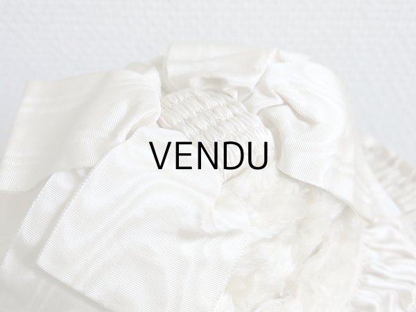 画像13: 新品同様 19世紀末 アンティーク リボンが結ばれた ドール用の帽子 シルクギャザー＆フリル&レース  ドールハット (13)