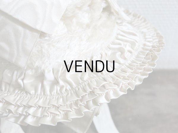 画像10: 新品同様 19世紀末 アンティーク リボンが結ばれた ドール用の帽子 シルクギャザー＆フリル&レース  ドールハット (10)