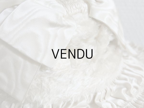 画像12: 新品同様 19世紀末 アンティーク リボンが結ばれた ドール用の帽子 シルクギャザー＆フリル&レース  ドールハット (12)