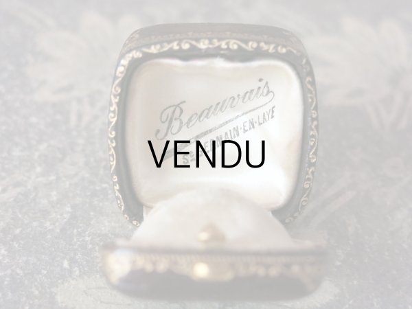 画像9: アンティーク 本革製 ジュエリーボックス 金彩入り ブラウン リングボックス (9)