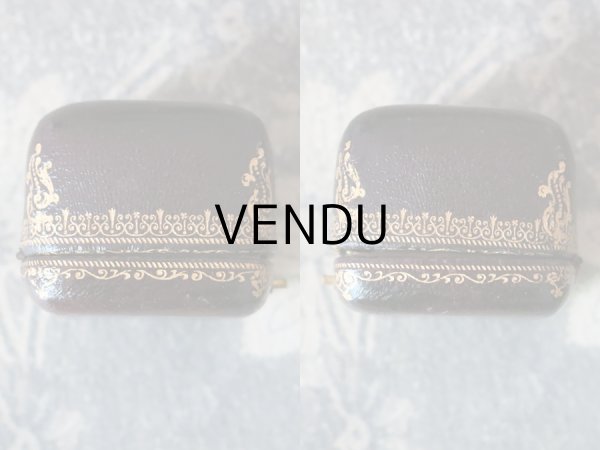 画像5: アンティーク 本革製 ジュエリーボックス 金彩入り ブラウン リングボックス (5)