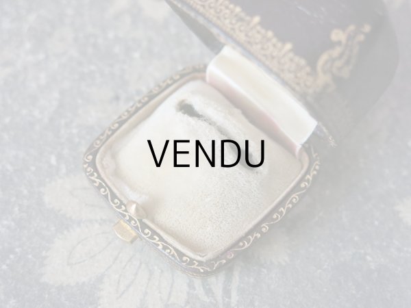 画像7: アンティーク 本革製 ジュエリーボックス 金彩入り ブラウン リングボックス (7)