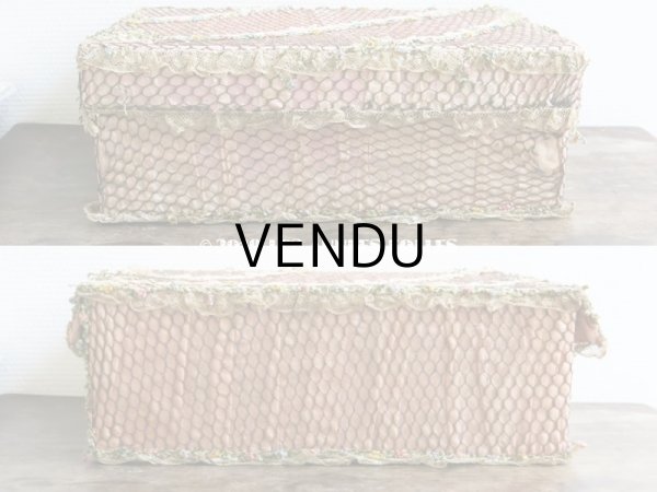 画像14: 1900年代 アンティーク 大きなカルトナージュボックス 薔薇のロココトリム＆レースの装飾 オールドローズ (14)