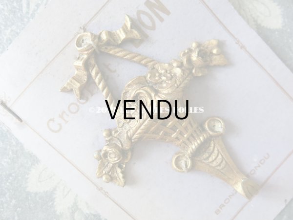 画像4: アンティーク フック 薔薇の花かご ブロンズ製 オーナメント (4)