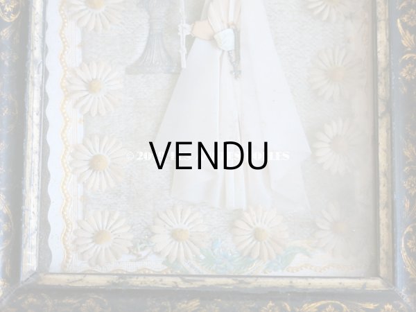 画像6: 19世紀 アンティーク 小さなガラスのフレーム入り コミュニオンのカニヴェ 初聖体 (6)