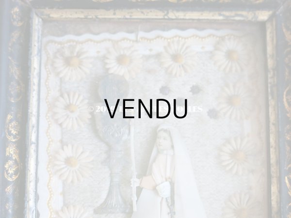 画像5: 19世紀 アンティーク 小さなガラスのフレーム入り コミュニオンのカニヴェ 初聖体 (5)