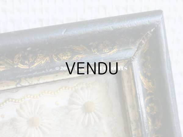 画像7: 19世紀 アンティーク 小さなガラスのフレーム入り コミュニオンのカニヴェ 初聖体 (7)