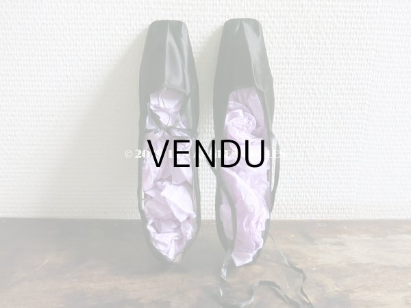 画像10: 19世紀前期(1800〜1850） アンティーク 黒いシルクサテンのシューズ  (10)