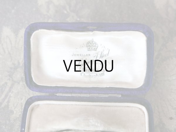 画像3: アンティーク 王冠のジュエリーボックス ダークブルーのベルベット (3)