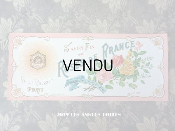 画像1: アンティーク 薔薇のソープラベル SAVON FIN AUX ROSES DE FRANCE - VICTOR VAISSIER PARIS -  (1)