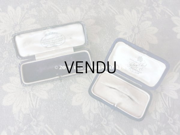 画像6: アンティーク 王冠のジュエリーボックス ダークブルーのベルベット (6)