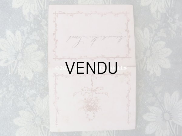 画像4: 1881年 アンティーク メニューカード MENU リボンが結ばれた薔薇＆フルーツのパニエ (4)