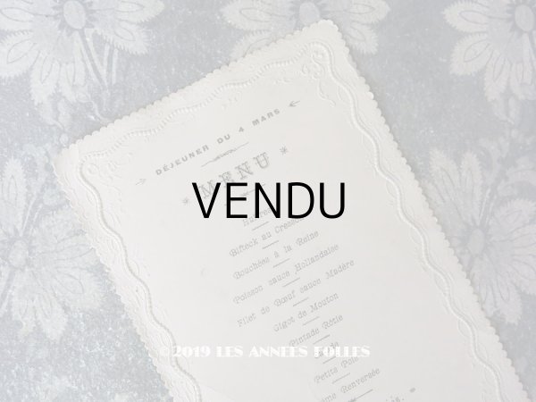 画像1: 1896年 アンティーク 結婚式の昼食会のメニューカード MENU  (1)