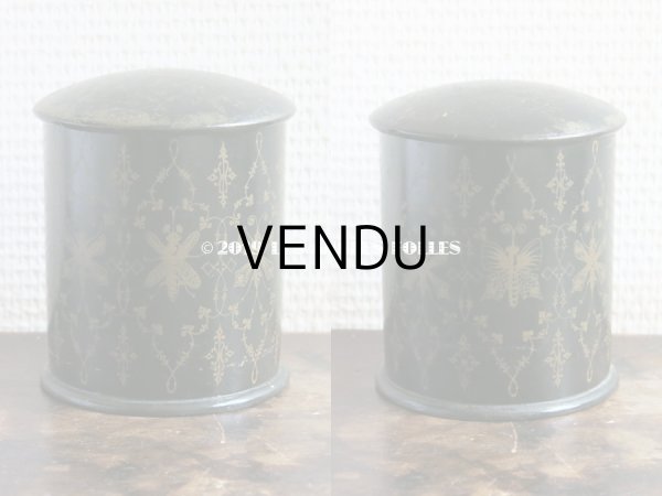 画像3: 19世紀 アンティーク ナポレオン3世 パピエマシェ 昆虫柄 ティーキャニスター　茶筒 (3)