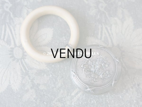 画像3: アンティーク シルバー製 ラトル 薔薇の花かご (3)