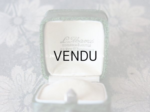 画像7: アンティーク ジュエリーボックス 金彩入り グリーン リングボックス (7)