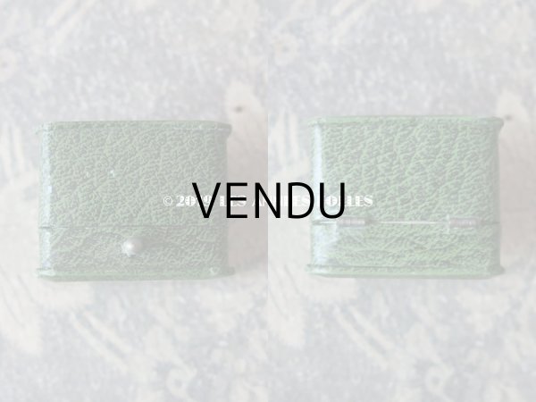 画像4: アンティーク ジュエリーボックス 金彩入り グリーン リングボックス (4)