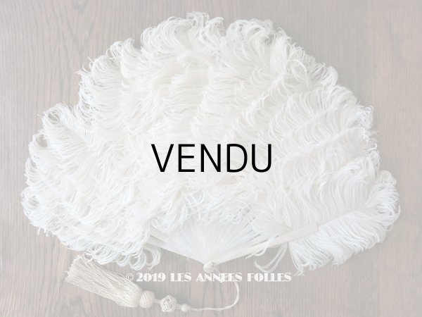 画像7: 1900年代 アンティーク シェル & オフホワイトのフェザーのファン  マザーオブパール (69) (7)