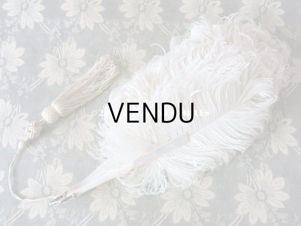 画像8: 1900年代 アンティーク シェル & オフホワイトのフェザーのファン  マザーオブパール (69) (8)