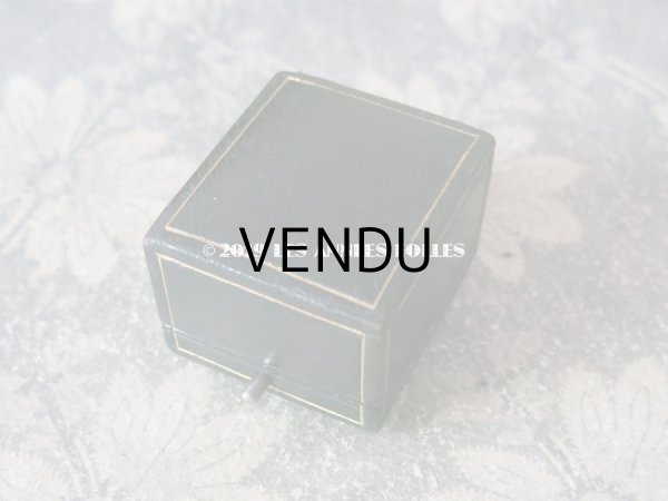 画像5: アンティーク 本革製 ジュエリーボックス リングボックス ダークブルーのベルベット (18) (5)