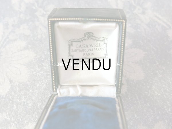 画像3: アンティーク 本革製 ジュエリーボックス リングボックス ダークブルーのベルベット (18) (3)