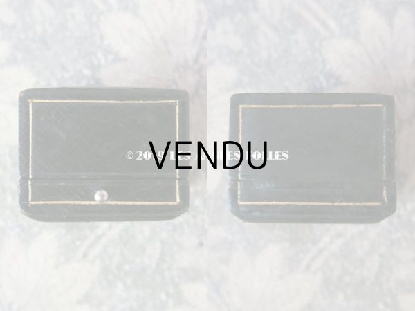 画像7: アンティーク 本革製 ジュエリーボックス リングボックス ダークブルーのベルベット (18) (7)