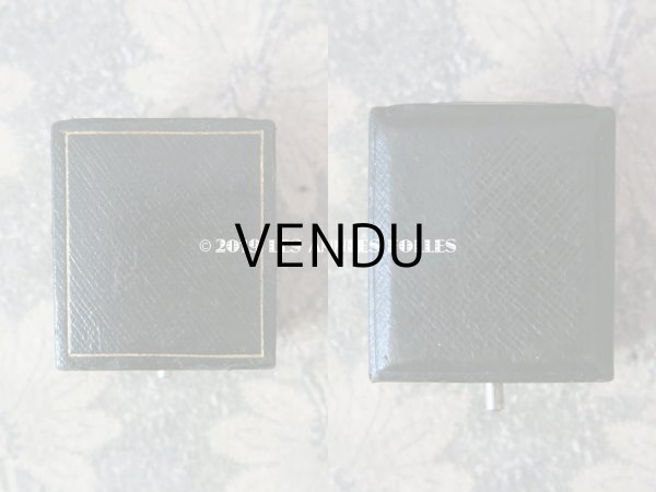 画像6: アンティーク 本革製 ジュエリーボックス リングボックス ダークブルーのベルベット (18) (6)