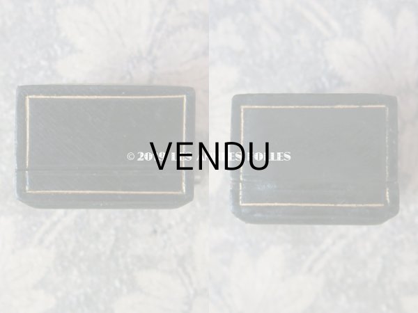 画像8: アンティーク 本革製 ジュエリーボックス リングボックス ダークブルーのベルベット (18) (8)