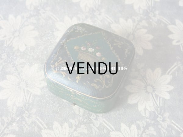 画像3: 19世紀末 アンティーク 薔薇のジュエリーボックス ブレスレット用　ダークブルーのベルベット ＆ 薔薇のペイント入りシルクサテン  (81) (3)